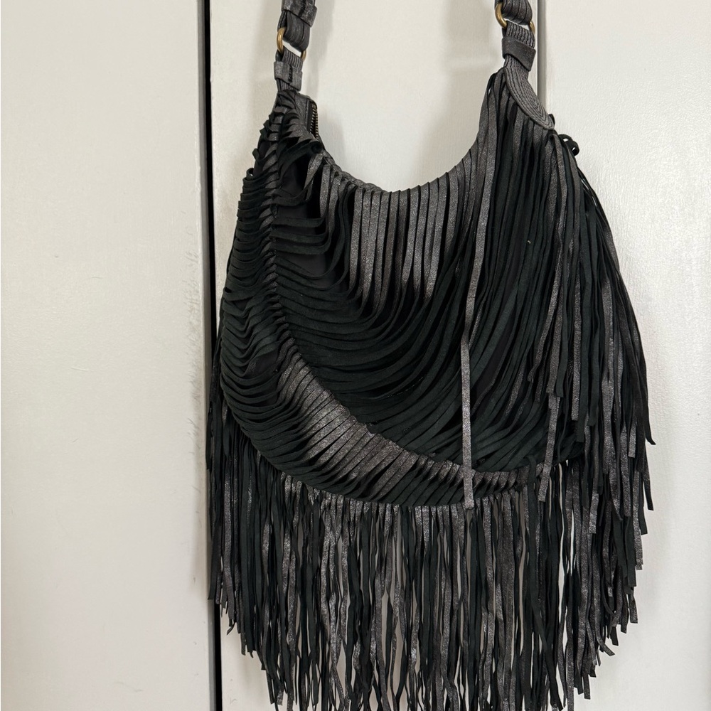 Fringed Black and silver Women's Bag